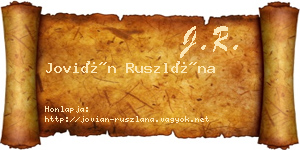 Jovián Ruszlána névjegykártya